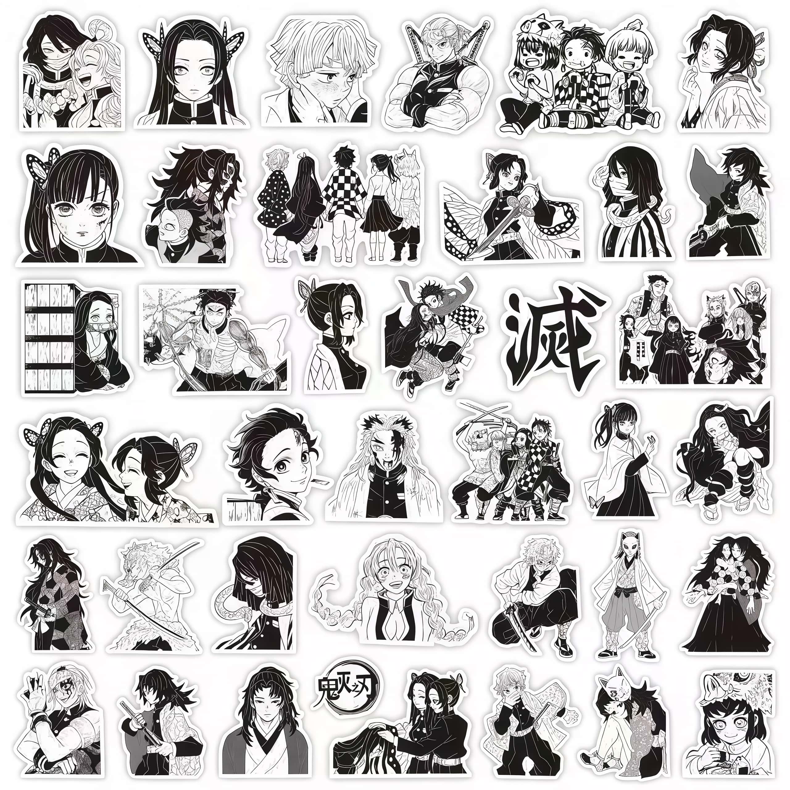 70Pcs Demon Slayer Black & Whi - Phone Accessories Demon Slayer incelemesi ve fiyatı