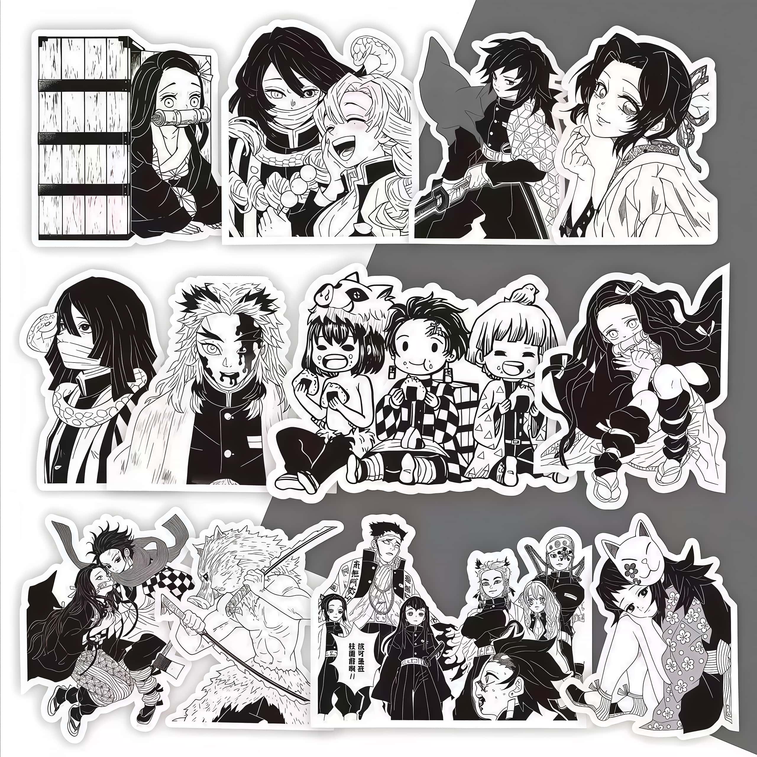70Pcs Demon Slayer Black & Whi - Phone Accessories Demon Slayer incelemesi ve fiyatı