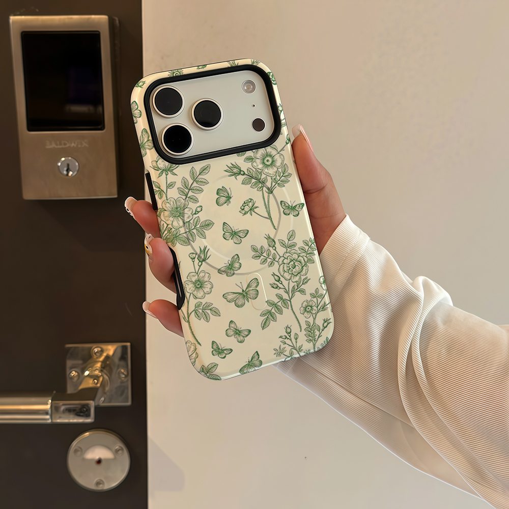 Green Floral Butterfly Sketch  - Magnetic Phone Case incelemesi ve fiyatı