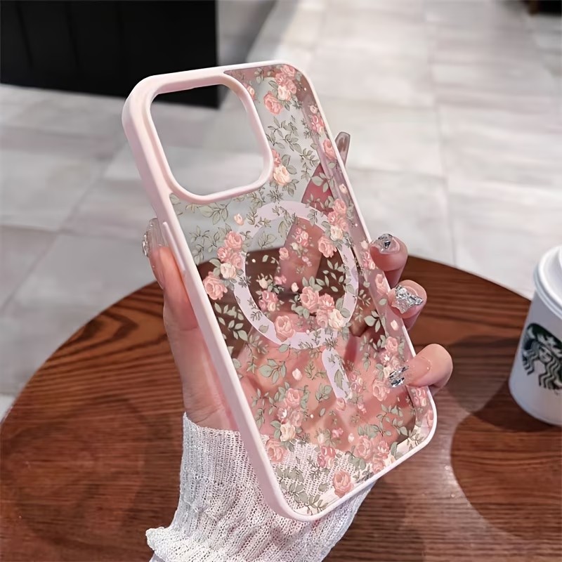 Pink Tiny Rose Clear Magnetic  - Magnetic Phone Case incelemesi ve fiyatı