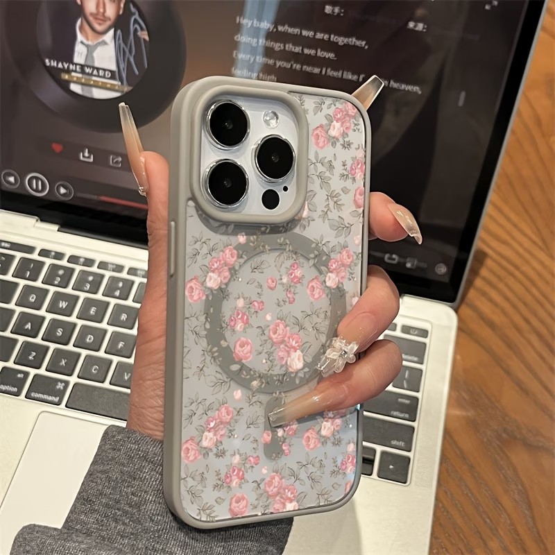 Pink Tiny Rose Clear Magnetic  - Magnetic Phone Case incelemesi ve fiyatı