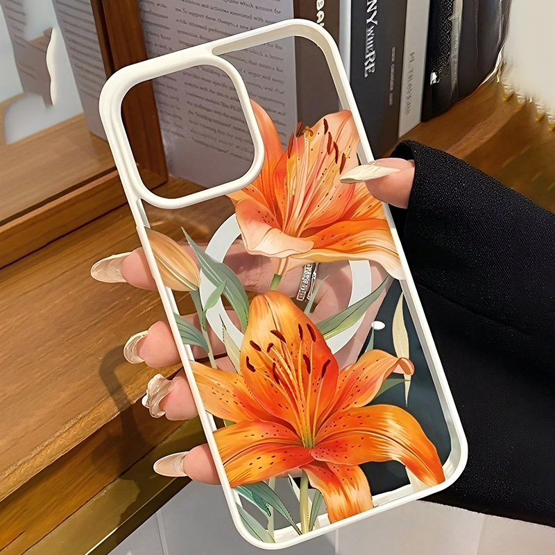 Orange Lily-Patterned Magnetic - Magnetic Phone Case incelemesi ve fiyatı